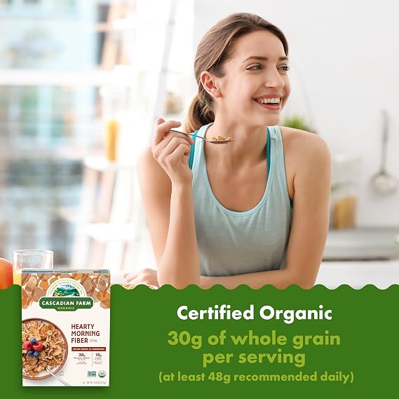 Cascadian Farm Organic Hearty Morning Fiber Cereal 14.6 oz Box,(Pack of 4)