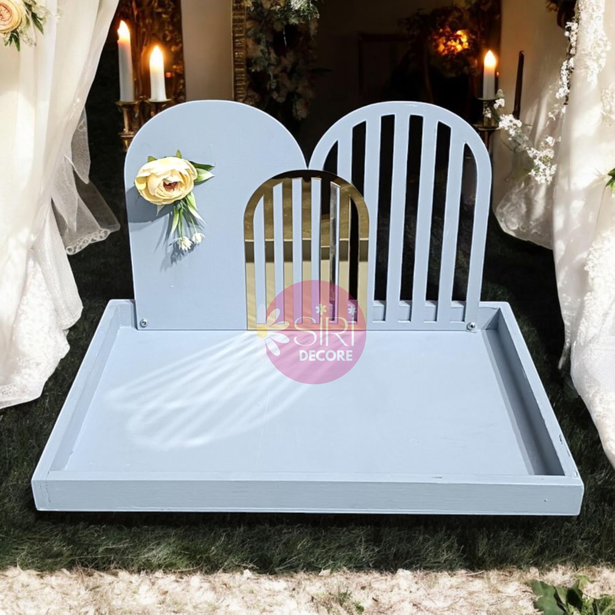 SiRIDecore Multipurpose Gift packing tray for Bride, trujo packing 10x14 inch, with trendy Cutout 12x8 inch Handcrafted Rectangle Platter Thali Tray for Wedding packing, Shaadi Decor, Trousseau Packing & Marriage Functions trousseau packing material-image-4