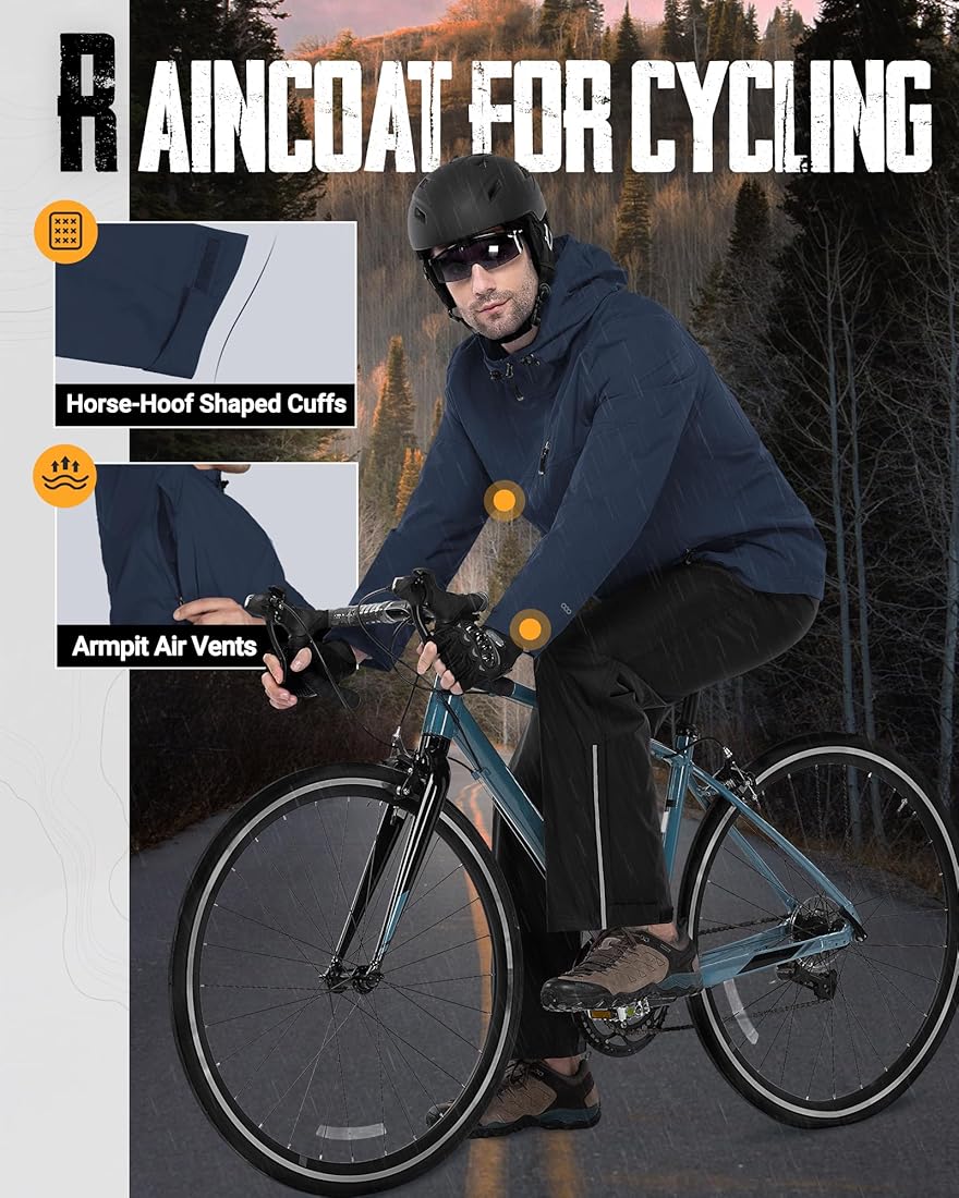 33,000ft Men's Packable Rain Jacket Lightweight Rain Shell Jacket