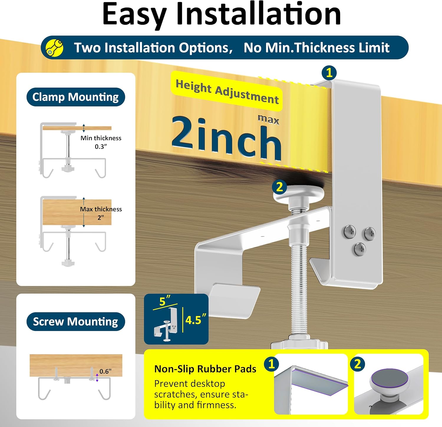 28" Small Under Desk Cable Management Tray No Drill, Compact Clamp On Cord Organizer for Dorm & Small Desk, Anti-Sag Oxford Fabric Wire Hider, Power Strip Holder (Beige, 28.6")