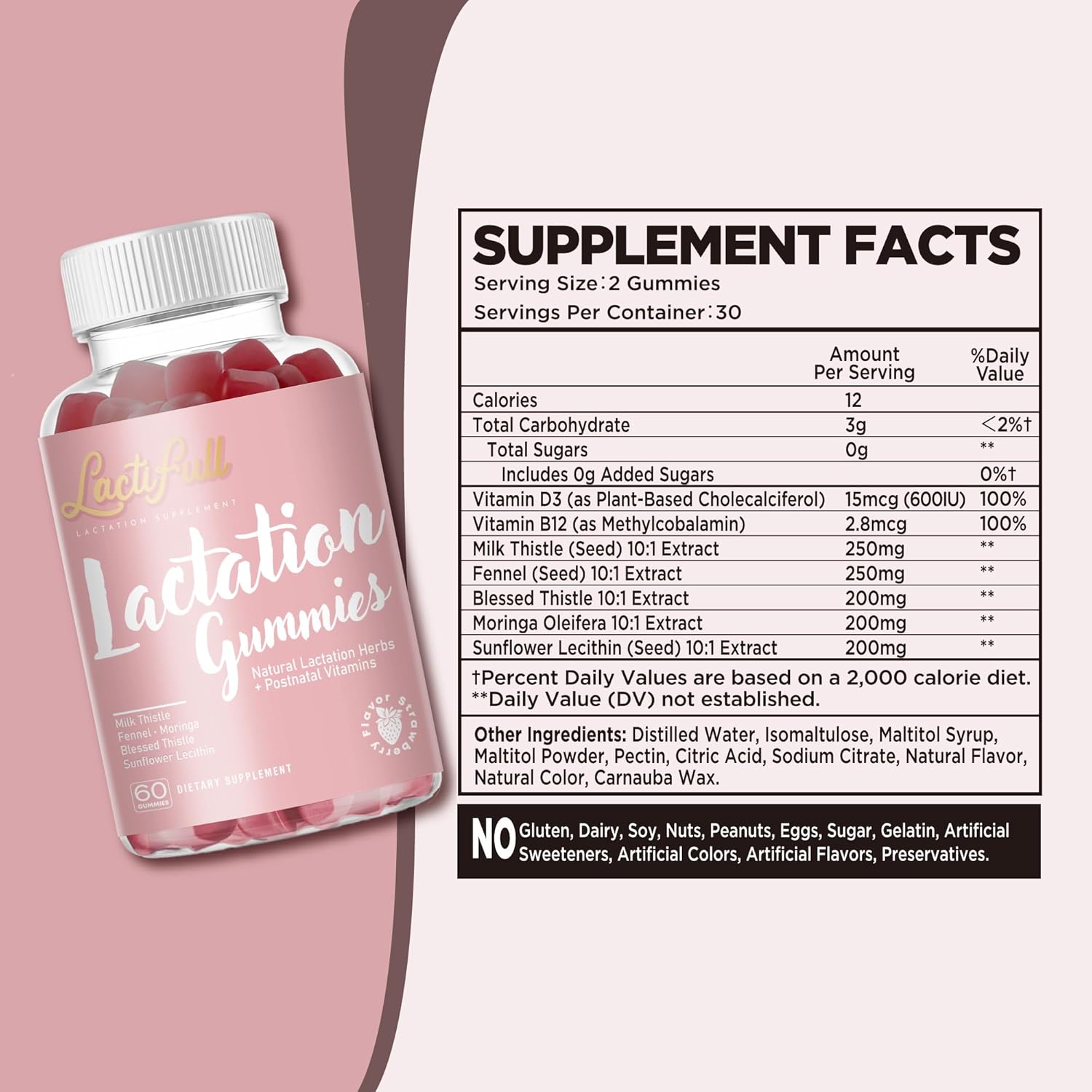 Milk Multiplier Lactation Postpartum Gummies - Postnatal Support Vitamins Supplement for Nursing Breastfeeding Mom Mother - Increase Milk Supply Production Multivitamins for Women