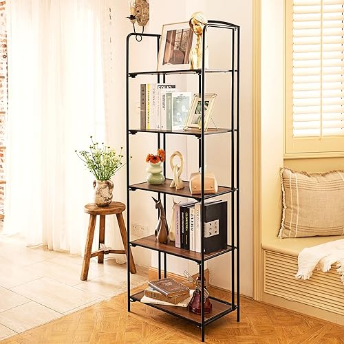 Miniatura 141 de Crofy - Estantería plegable sin montaje para sala de estar, estante plegable blanco de 5 niveles para oficina en casa, organizador de almacenamiento