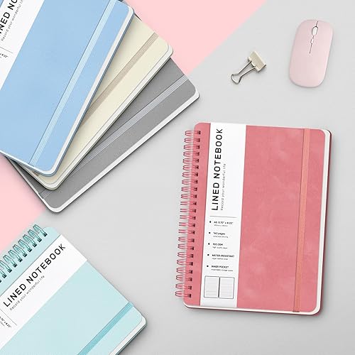 Miniatura 6 de Cuaderno de diario forrado en espiral, cuaderno A5 de cuero de tapa dura para el trabajo, 5.7 x 8.2 pulgadas, cuaderno de papel grueso de 100 GSM