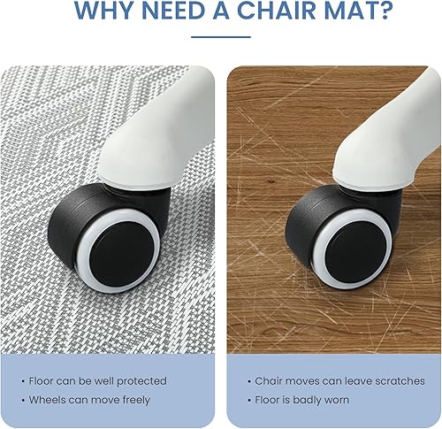 Vista 5 de Chair Mat for Hardwood & Tile Floor, 36" x 48" Heavy Duty Office Chair Mat for Rolling Chairs Easy Glide, Anti Slip, Non-Curve, Floor Protector for