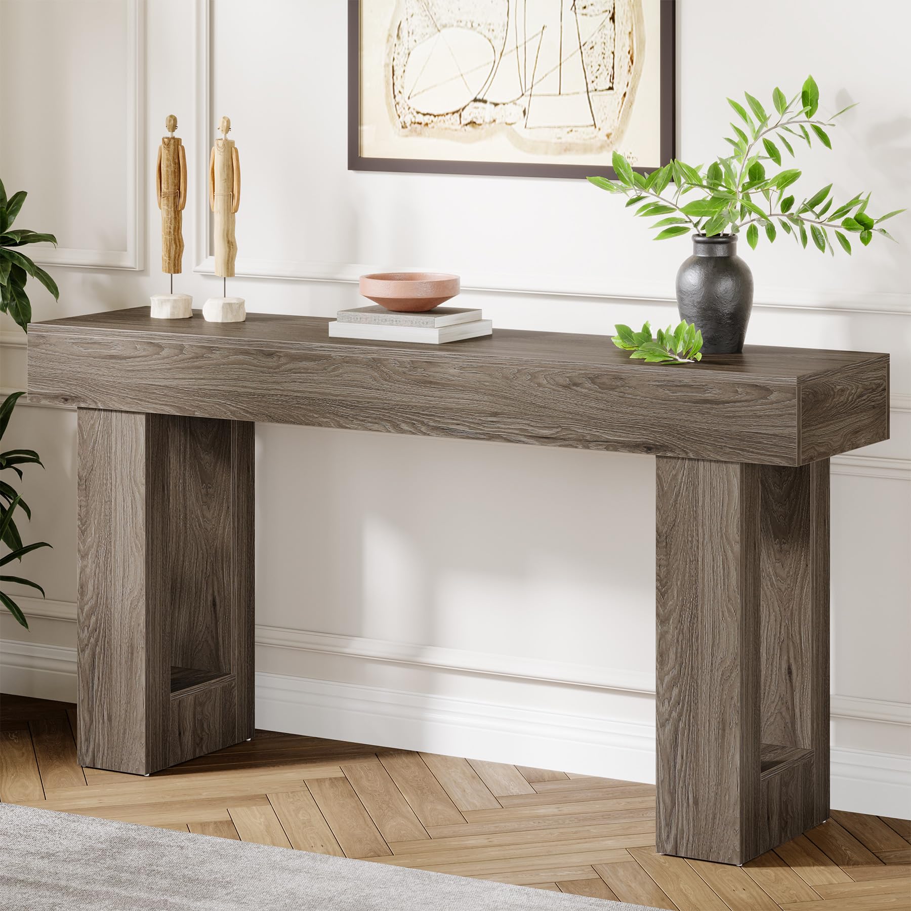Condition photo showing Good Condition for Tribesigns Farmhouse Console Table, 63-Inch Long Narrow Sofa Table Behind The Couch, Wooden Rectangular Entryway Table for Entrance, Hallway, Living Room (Grey)