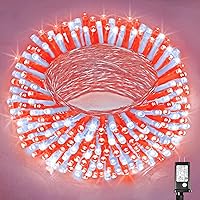 Vista 35 de Guirnalda de luces navideñas con 300 LEDs, 99 pies, para interiores y exteriores, cable transparente, impermeable, 8 modos, conectables, decoración