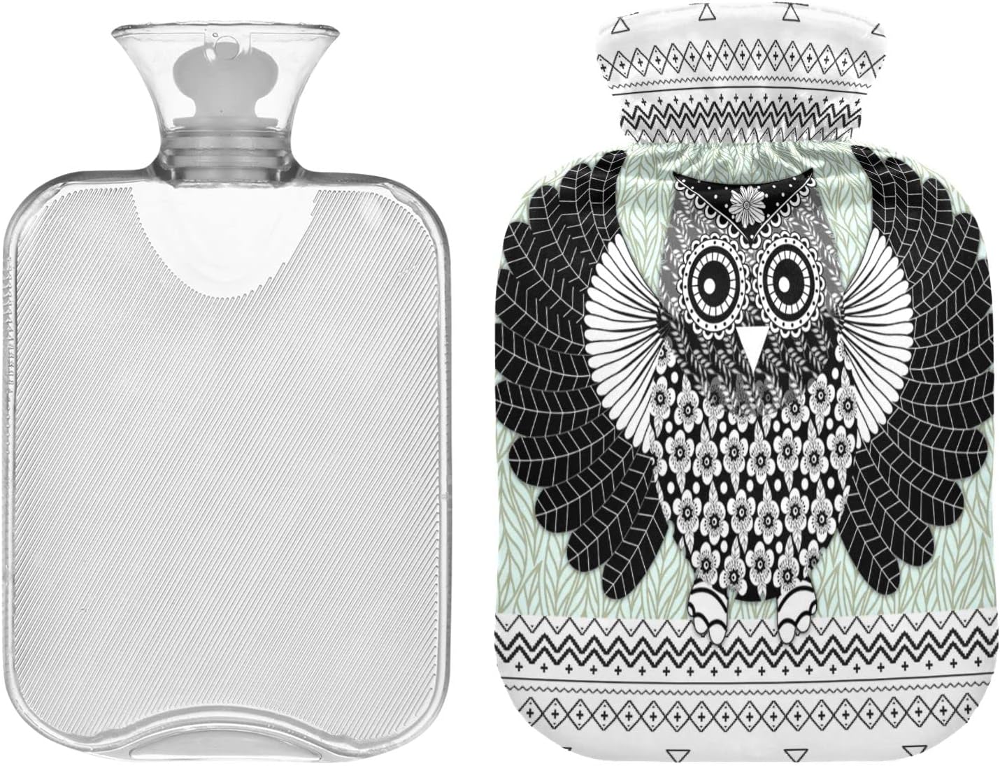 Owl Hot Water Bottle (XL 2 Liter) Heat Up Rubber Cold Pack with