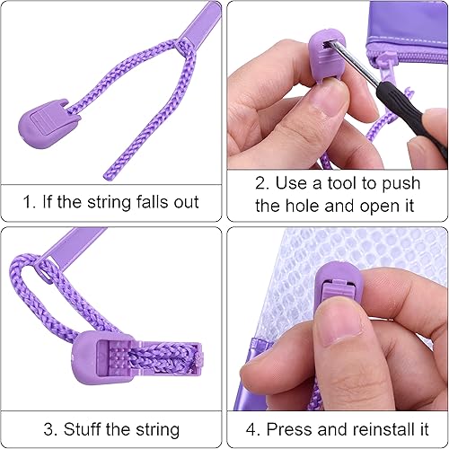 Miniatura 8 de Wisdompro - Bolsa con cremallera, 4 paquetes de bolsa de archivos de malla impermeable duradera tamaño carta, organizador de documentos, color rosa