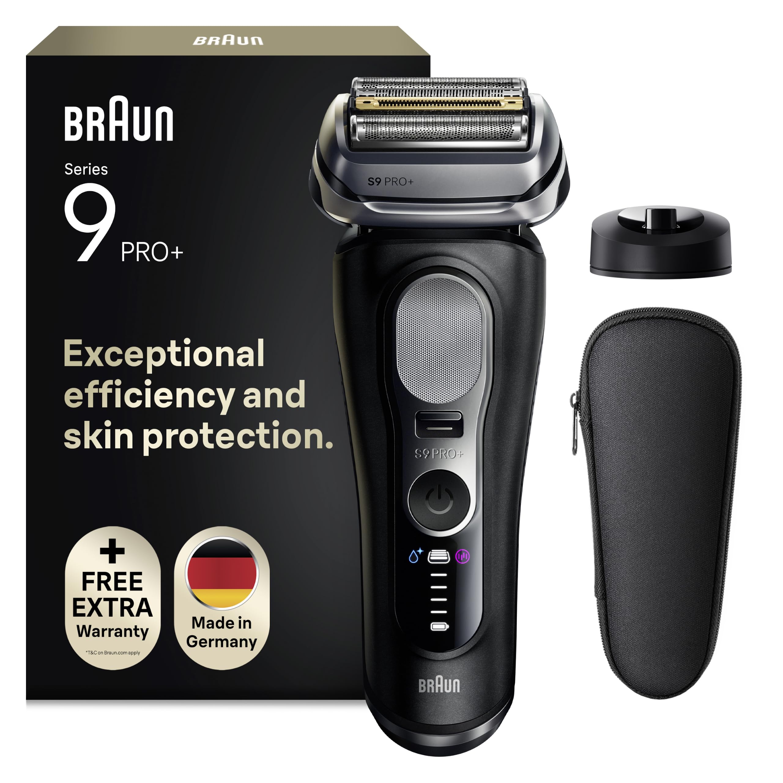Braun Serie 9 Pro+ Rasoio Elettrico Barba, Custodia, 9610si Nero