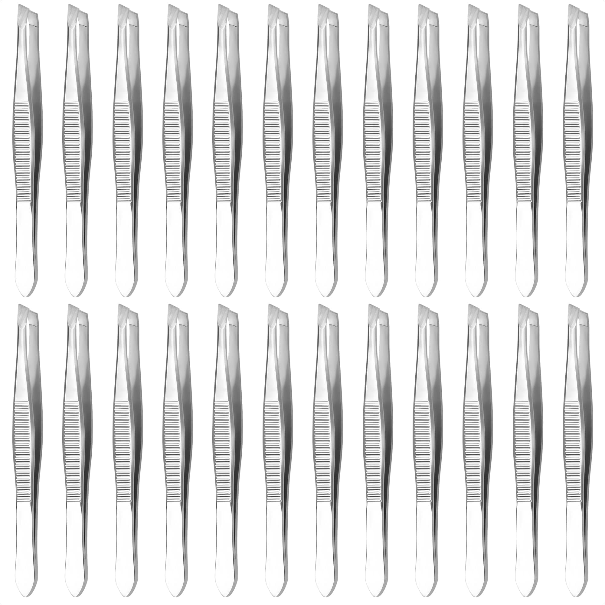 24 Pcs Mini Tweezers Bulk Pack – 3.5" Stainless Steel Bulk Tweezers First Aid with Heart Clamps, Designed for Effortless Eyebrow Plucking – Compact Size, Designed for Home & Professional Use