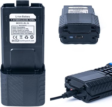 BaoFeng, BTECH BL-5L 3800mAh Li-ion Battery Pack, High Capacity Extended Battery for UV-5X3, BF-F8HP, and UV-5R Radios BL-5 BaoFeng Battery Series