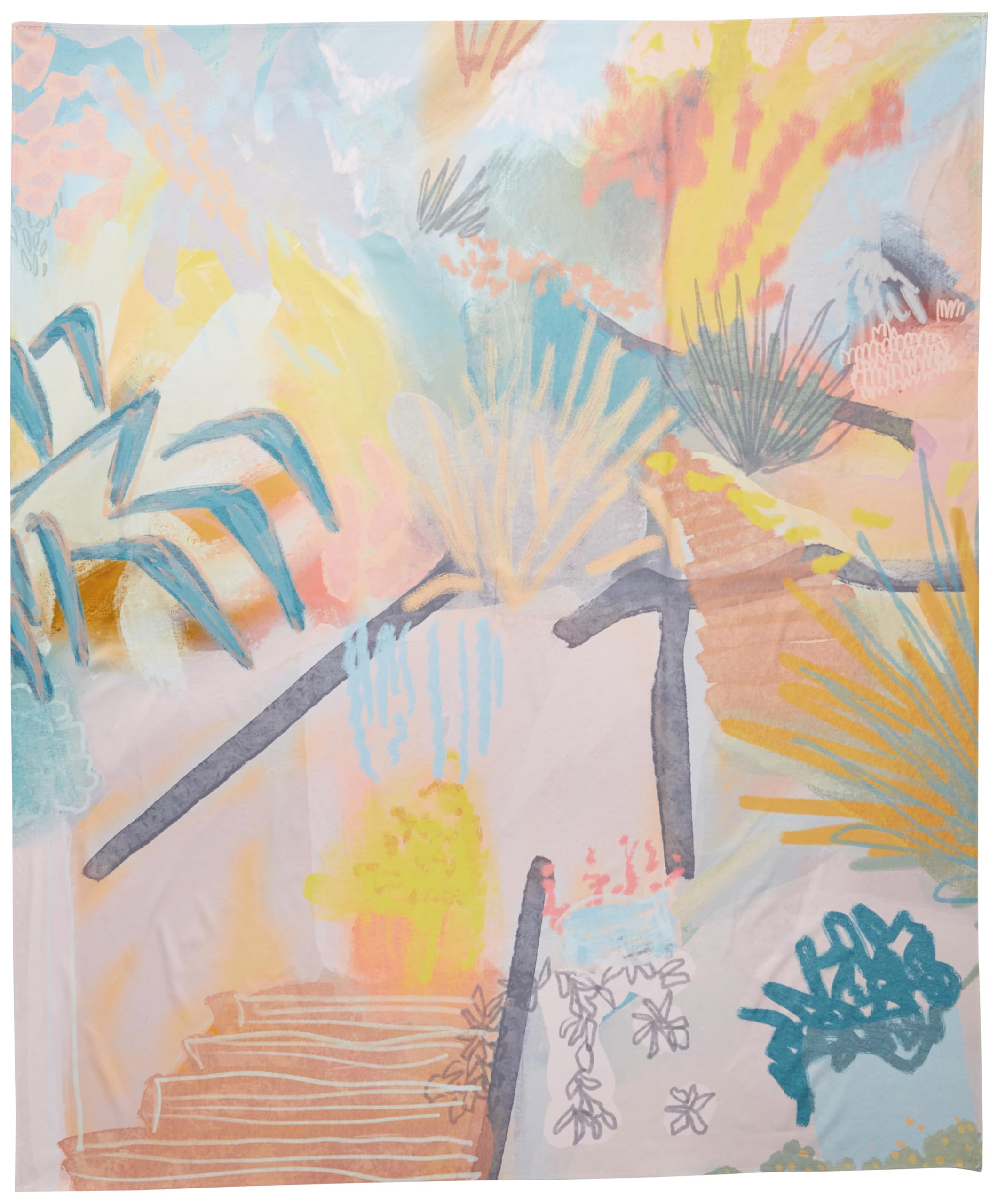 Society6 Kris Kivu Yellow Tulips | Watercolour Pattern Tapestry, 60" X 80"