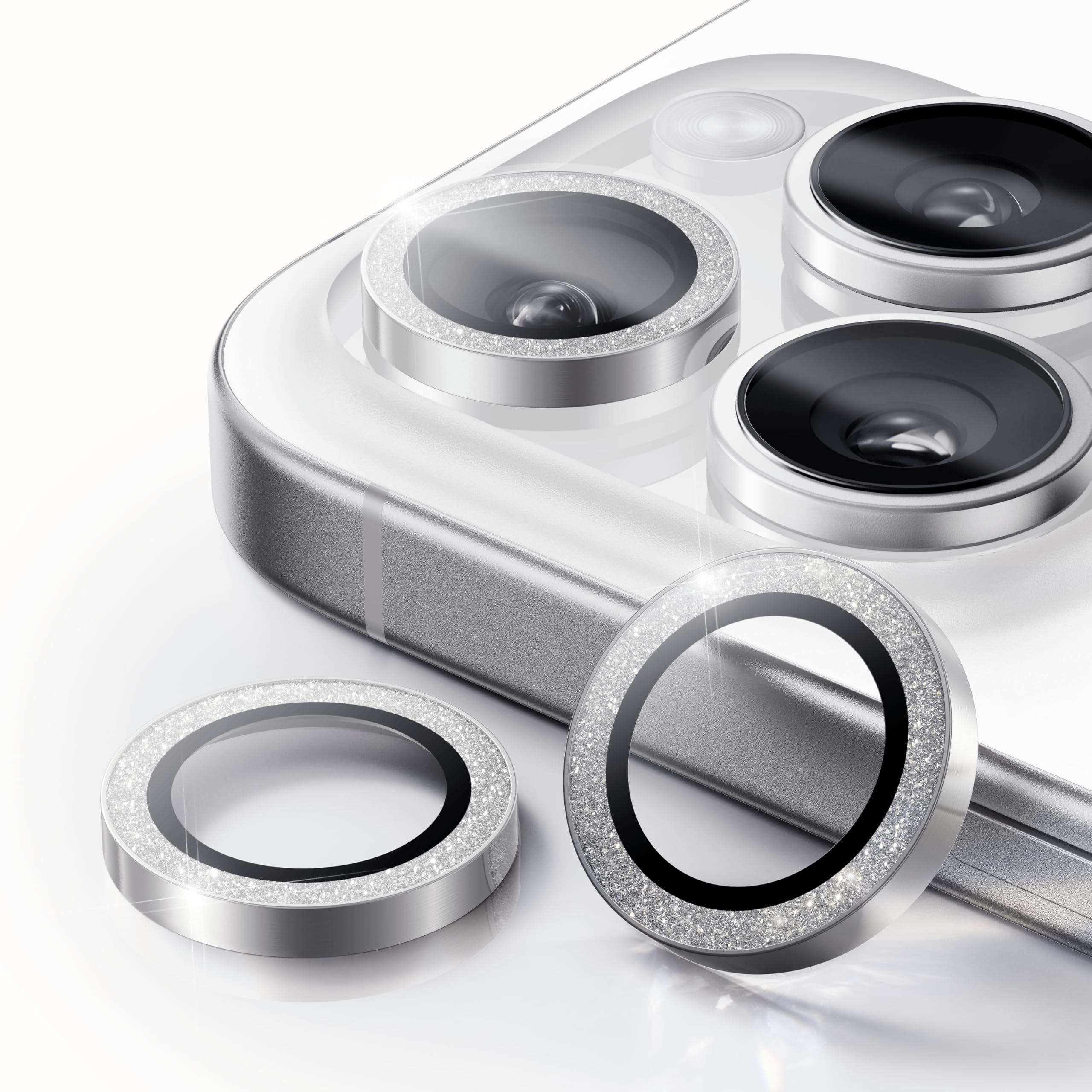 CASEKOO Everlasting Sparkle for iPhone 16 Pro/iPhone 16 Pro Max Camera Lens Protector [Military Protection] [9H Tempered Glass] Anti Crack &