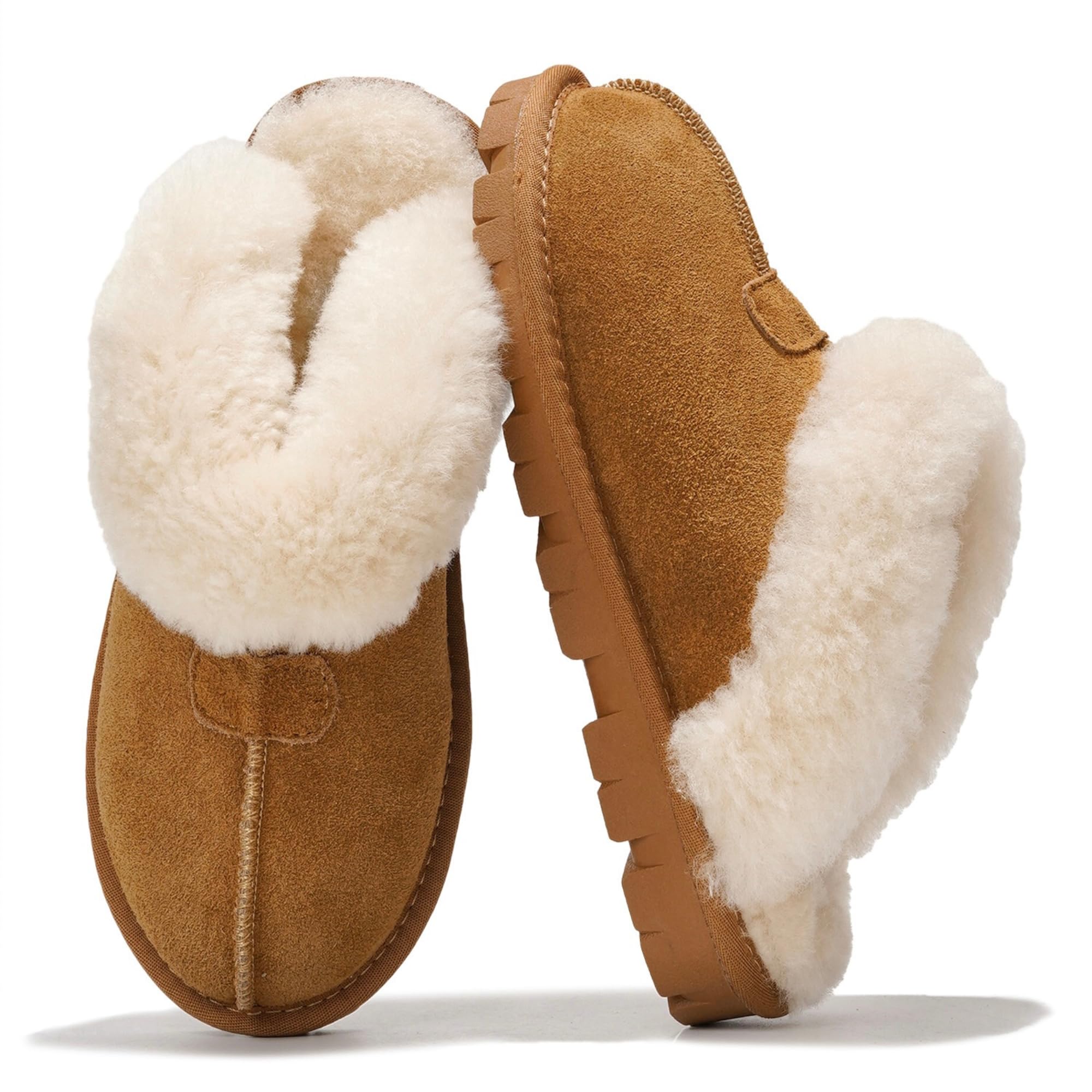 100% Genuine Leather & Australian Shearling Slippers for Women - Cozy Memory Foam Women's Slippers (Hedy)