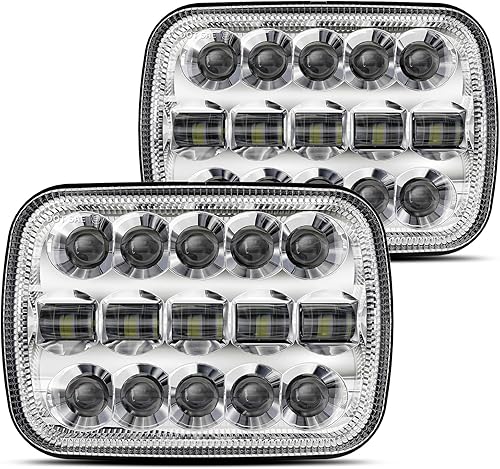 HWSTAR Faros delanteros LED de 110 W, 5 x 7, 7 x 6, H6054, haz sellado altobajo, compatible con Jeep Wrangler YJ, Cherokee, XJ, Ford, GMC, Toyota,