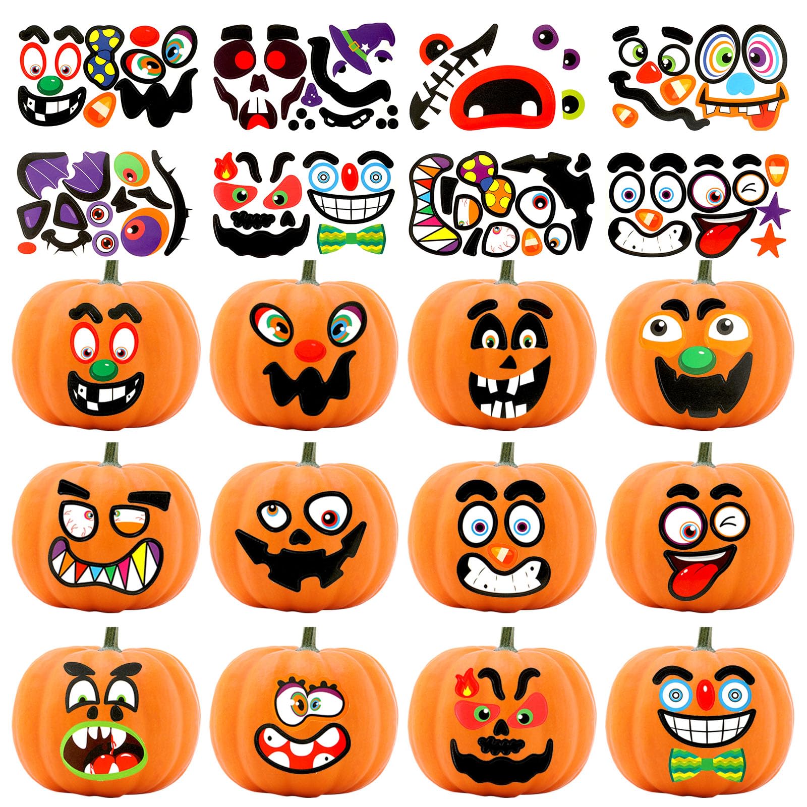 Sticker visage de citrouille pour décorer la maison en famille et fêter Halloween avec style