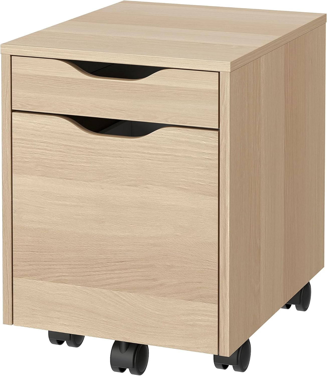 ALEX Drawer unit on castors, white stained oak effect/black, 36x50 cm