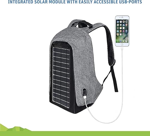 Miniatura 3 de Jauch Mochila Solar London 40 antirrobo  Panel solar integrado de 10 W con puerto de carga USB de 5 V  40 litros  Resistente al agua  Carga