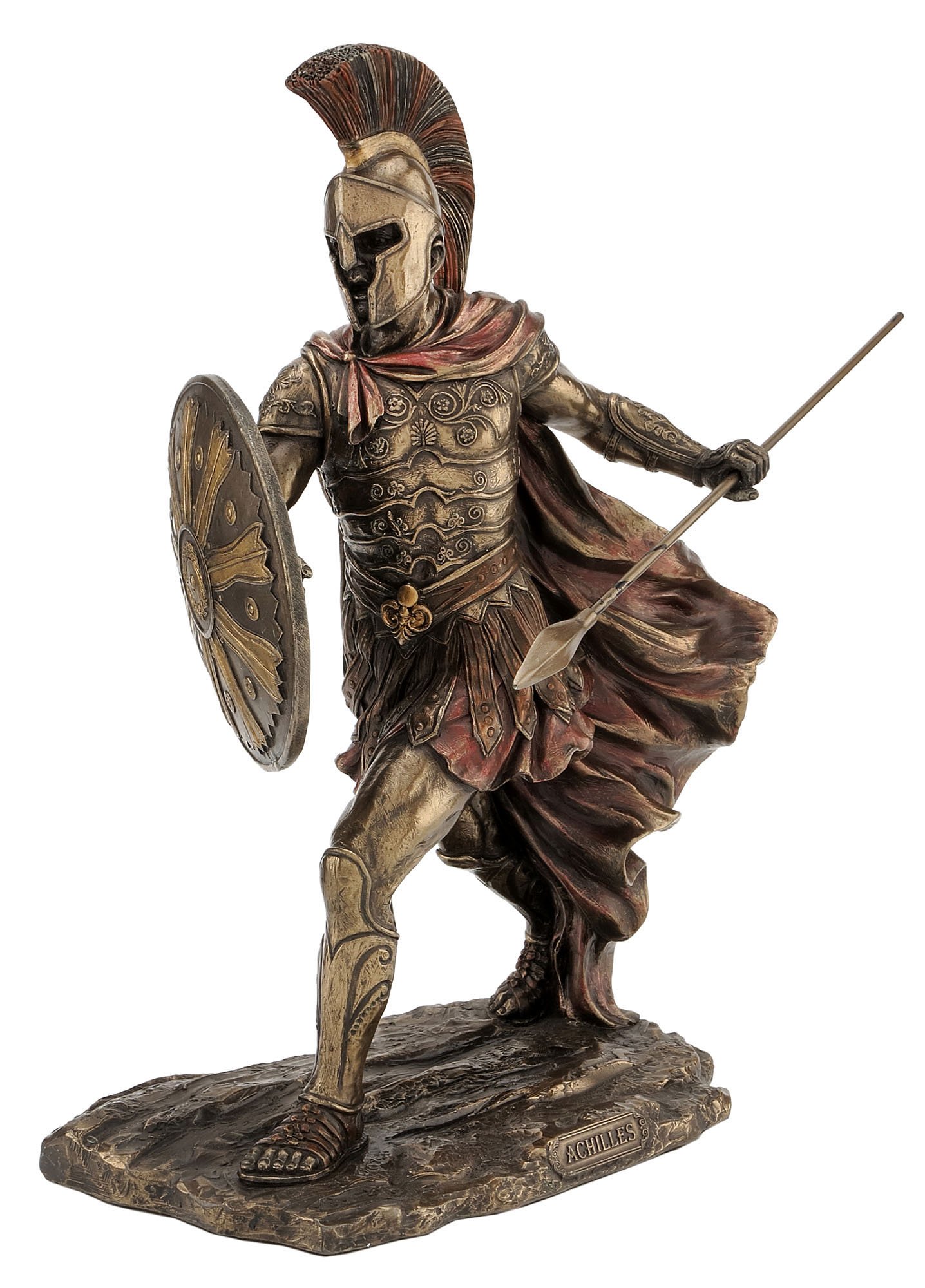 US 11.38 Inch Achilles with Spear and Shield Cold Cast Bronze Figurine