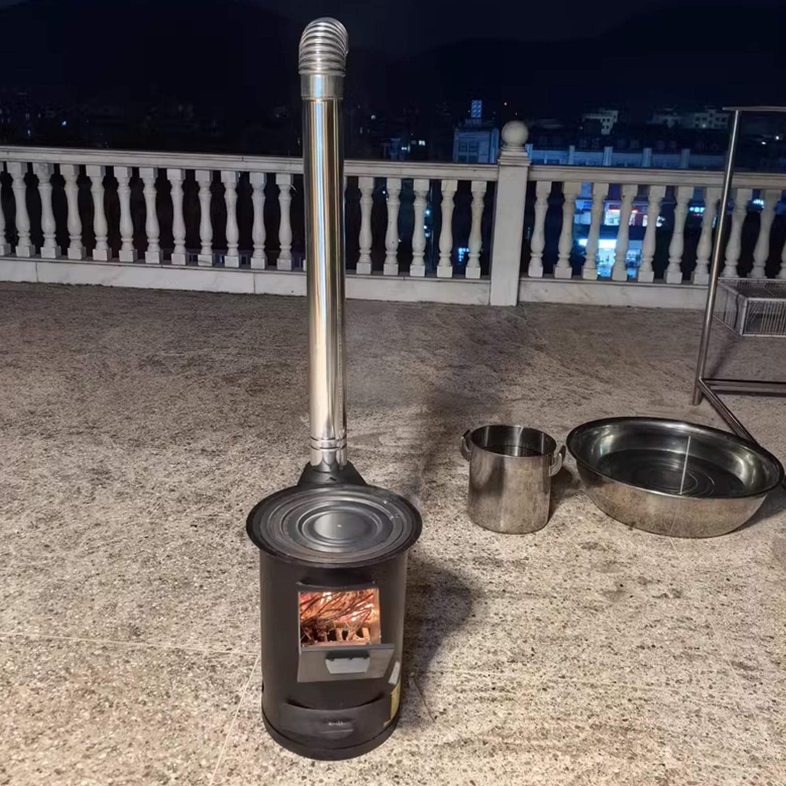 Estufa Leña Interior Rinconera, Estufa Leña Interior Pequeña, Chimenea Exterior para Terraza Estufa de Leña en Acero para la Calefacción de Los Ambientes(58cm)