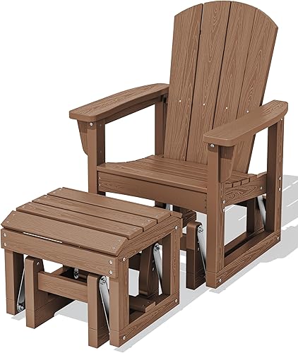 Vista 24 de SERWALL Silla Planeadora para Exteriores, Silla Planeadora de Patio HDPE Balancín Resistente a Todo Clima para Exteriores, Negro