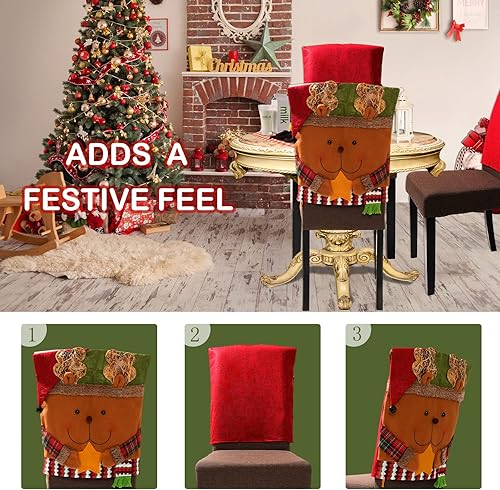 Miniatura 7 de 6 fundas protectoras extraíbles para sillas de Navidad decoración navideña para el hogar comedor cocina fiesta Papá Noel