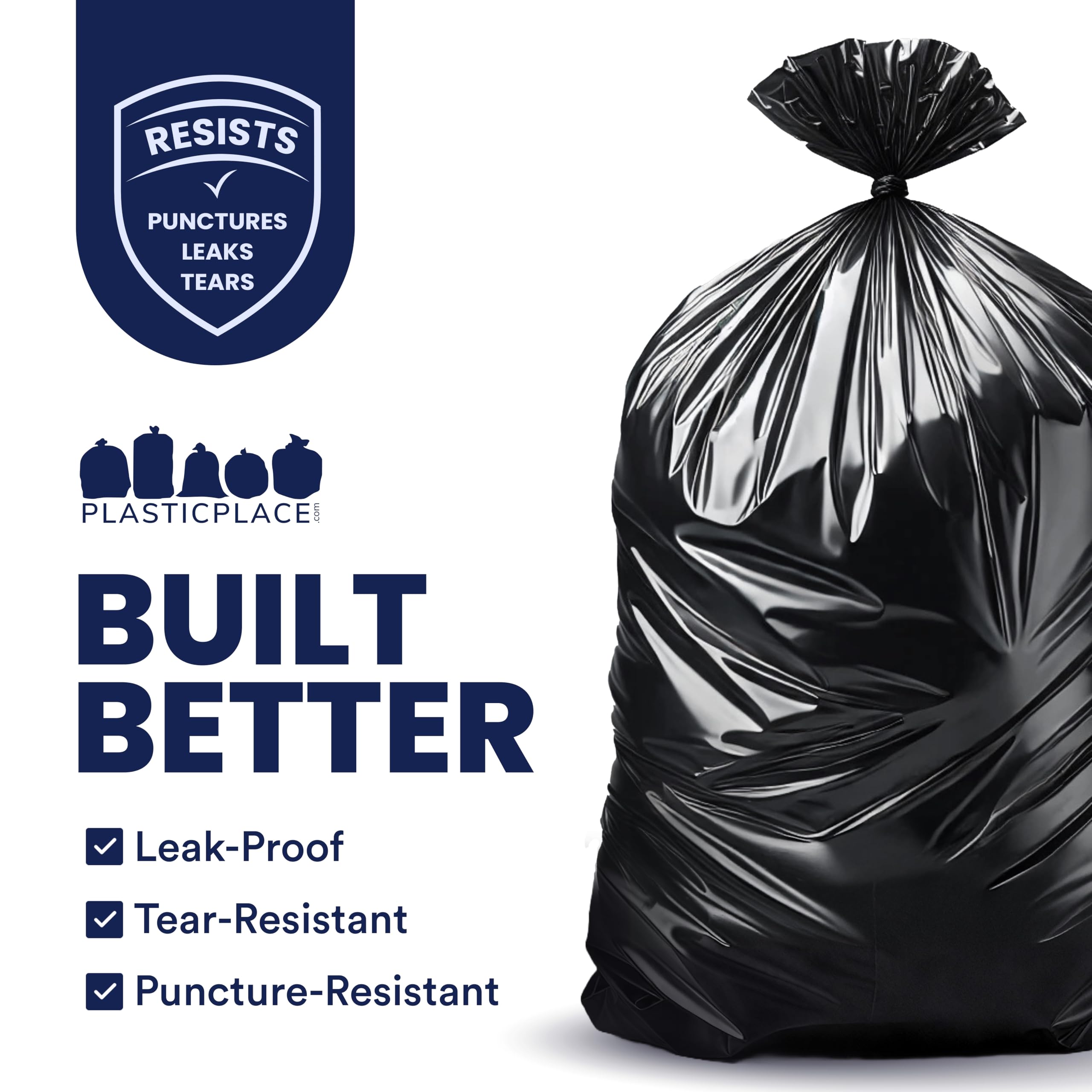 Plasticplace - Sacchetti per rifiuti da 55 galloni │ 1,5 mil │ rivestimenti per bidoni della spazzatura compatibili Rubbermaid® │ 100 cm x 100 cm