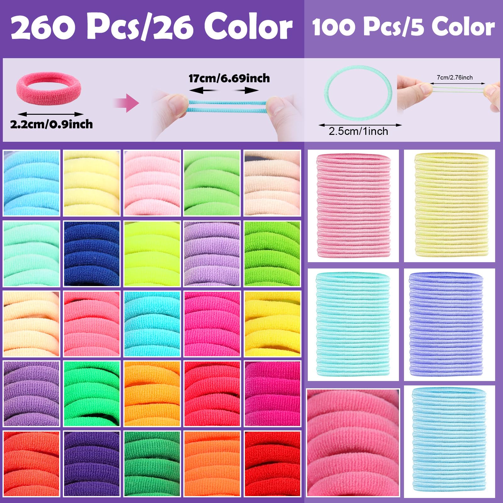 Accesorios para el cabello para niñas – 360 lazos elásticos para el pelo, pinzas para el pelo y herramientas para la cola del pelo en 31 colores