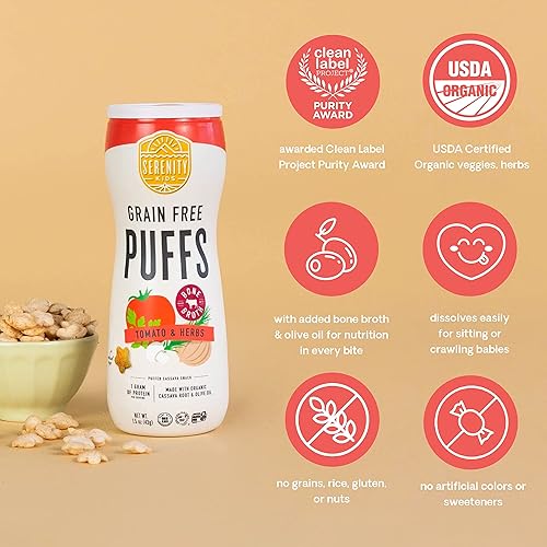 Miniatura 5 de Serenity Kids Bocadillos sin granos para bebés y niños pequeños de 6 meses  Sin azúcar añadido, gluten ni arroz, sin alérgenos  Hecho con yuca