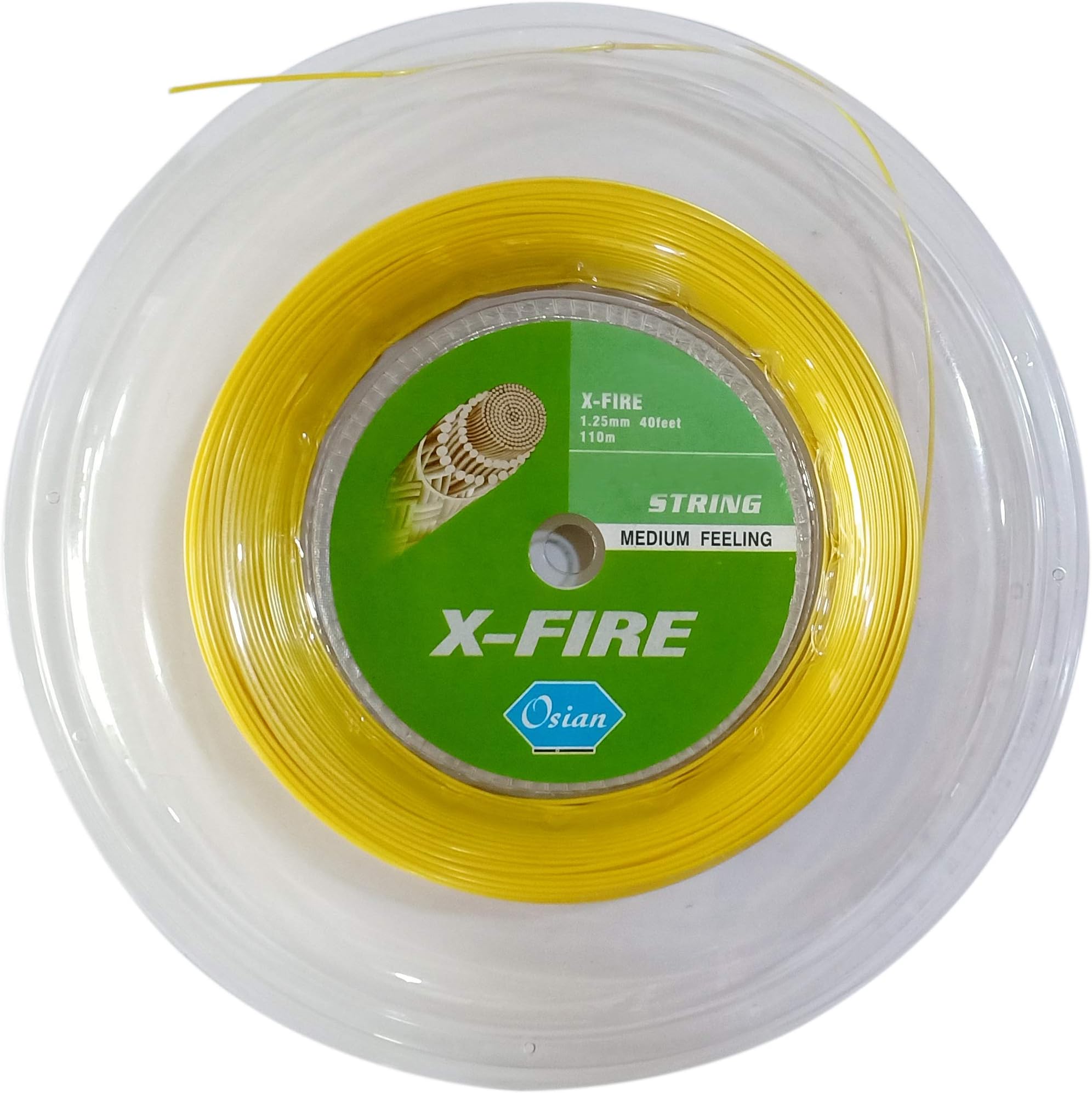 Osian X-Fire 1.25mm Squash String Coil 110m / Tournament Striker with Smooth Surface and Excellent Re-Bounce