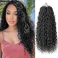 Vista 19 de Cabello de Ganchillo Boho Goddess Locs de 18 Pulgadas, 7 Paquetes de Crochet Goddess Locs con Extremos Rizados, Cabello de Ganchillo Goddess Faux