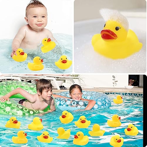 Miniatura 6 de 50 piezas Float & Squeak Mini pato de goma Baby Bath Ducky Sound Shower Juguetes para niños