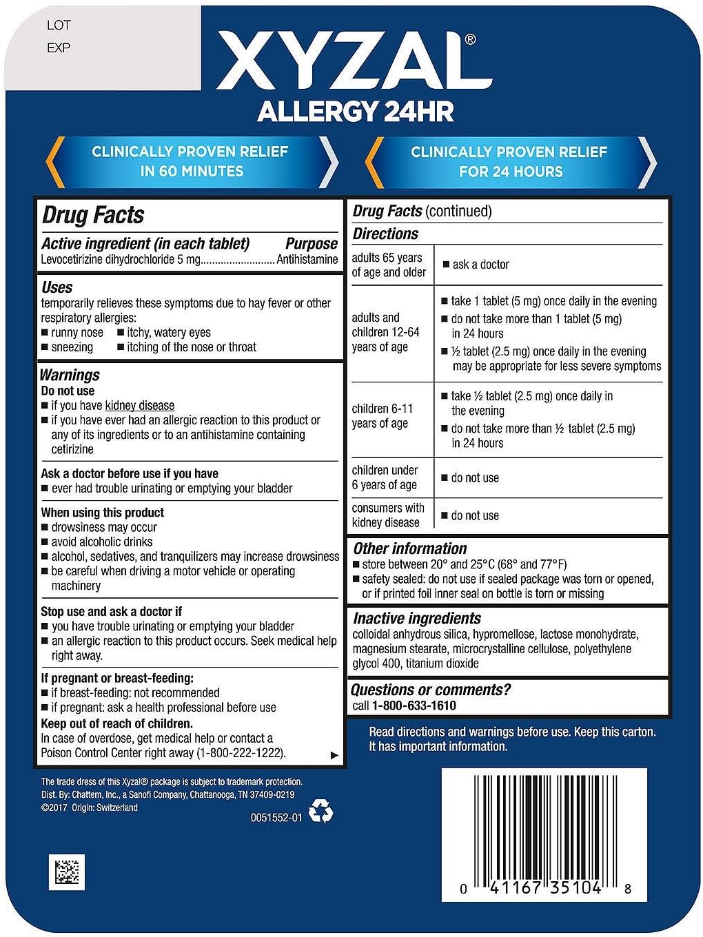 Buy Xyzal Allergy 24 Hour (110 Count) (6 Pack) at Ubuy Nepal