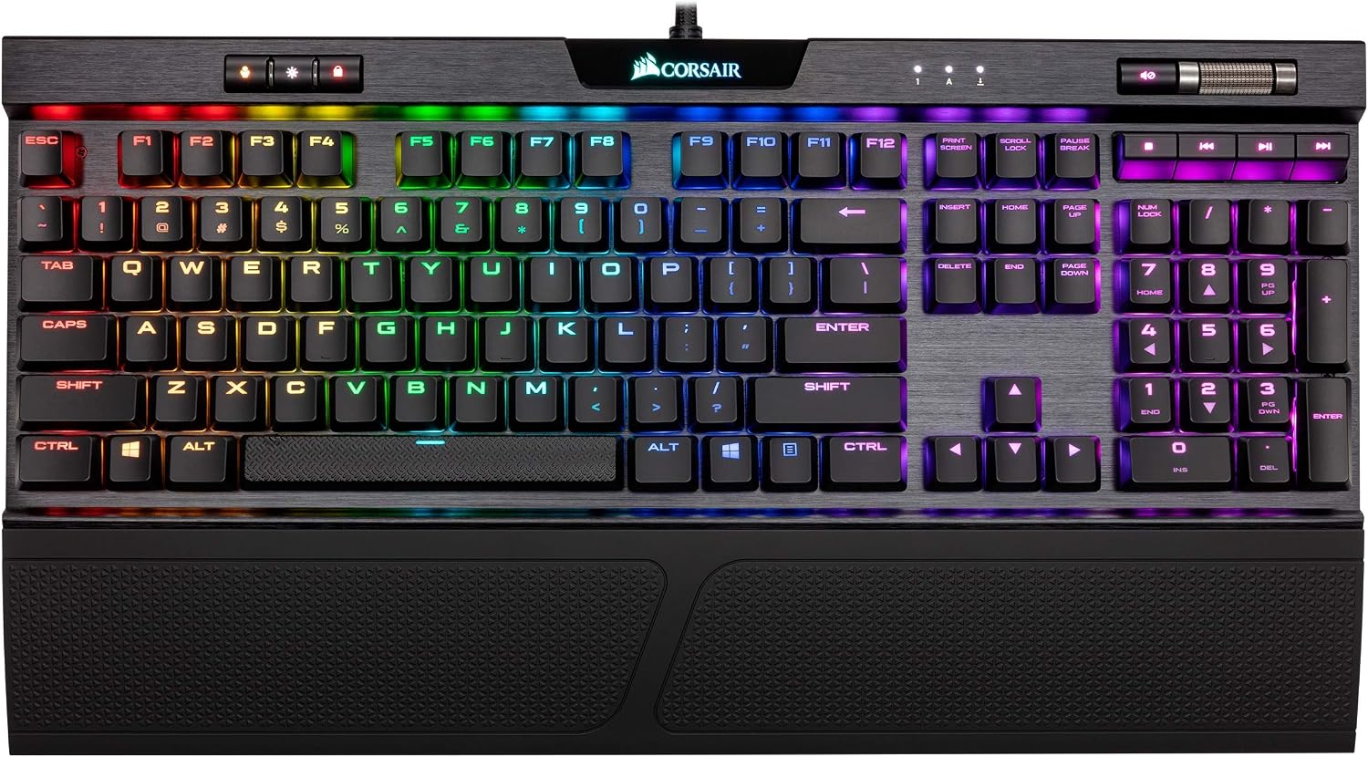 Corsair K70 RGB MK.2 RAPIDFIRE Low Profile - Backlit RGB LED - USB Passthrough & Media Controls - Fastest & Linear Low Profile - Cherry MX Speed (Renewed)