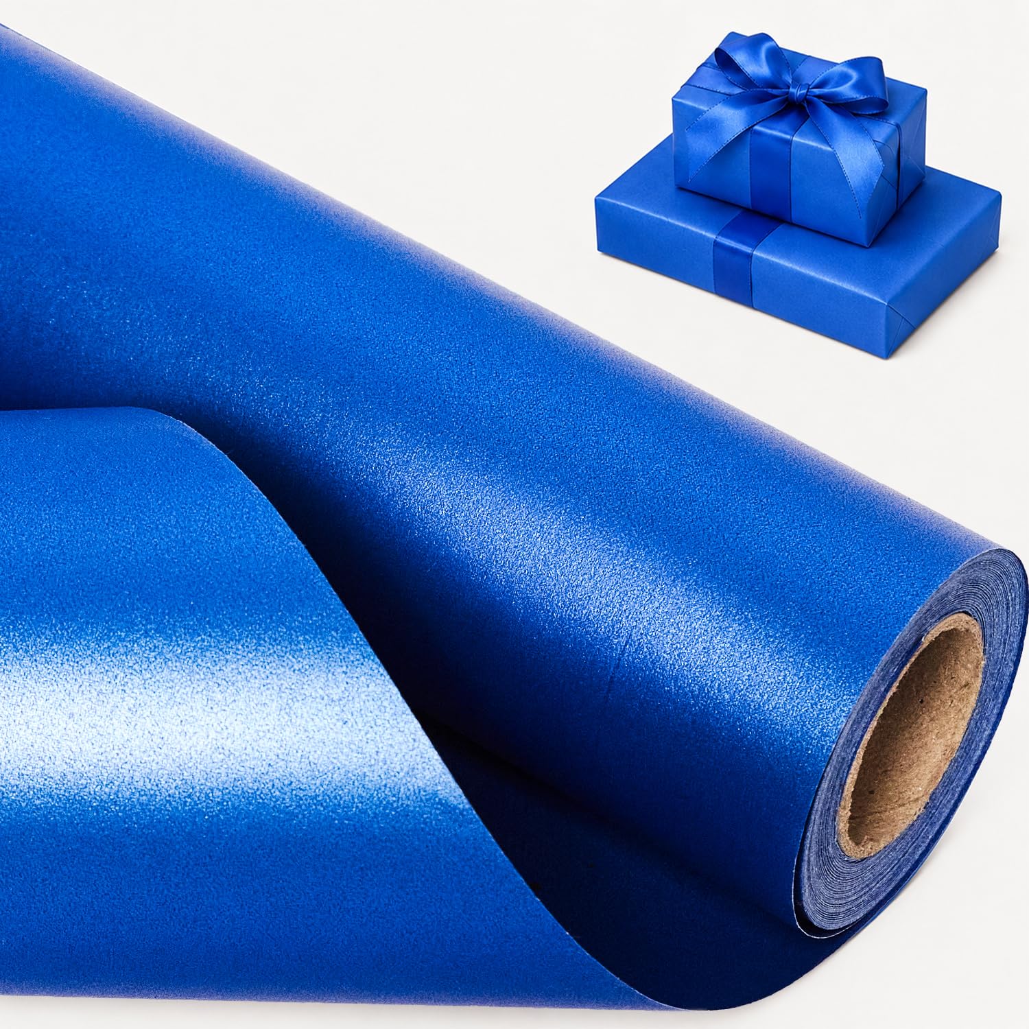 Blue Wrapping Paper Roll,43cm x 10m Pearly-Lustre Gift Wrap Paper,Reversible Wrapping paper for Birthday, Valentine's Day,Wedding,Baby Shower,Christmas,Party (royal blue)