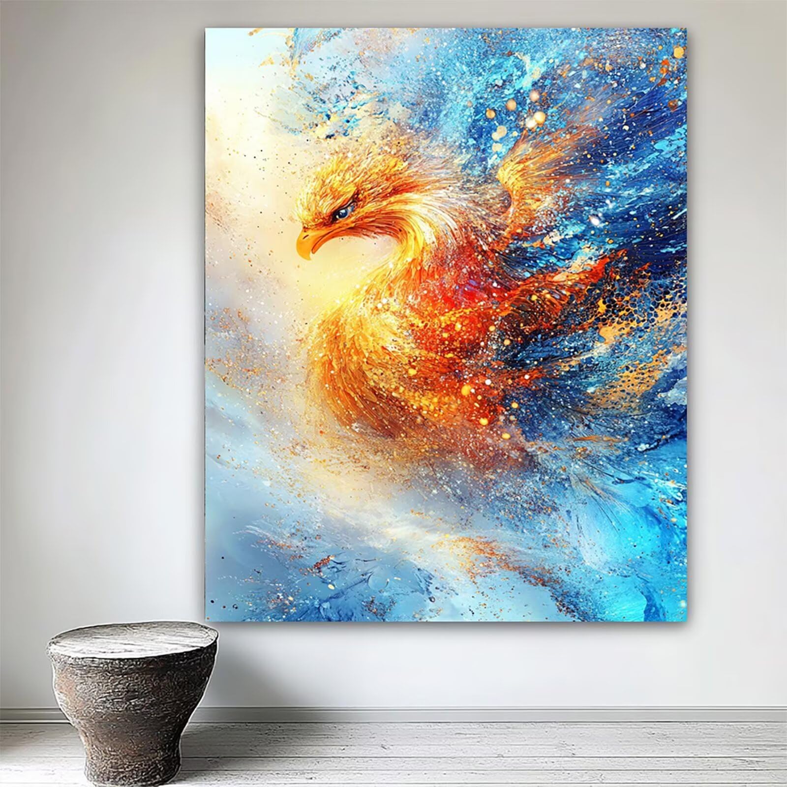 Zestawy do malowania po numerach, feniks, dla dorosłych, abstrakcyjne zestawy do malowania po numerach, płótno z farbą akrylową i długopisami, 71 x 96 cm, zestawy rzemieślnicze dla dzieci, do