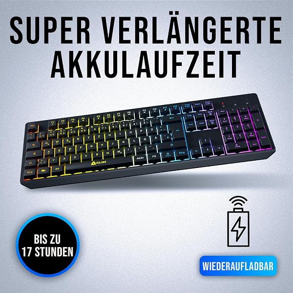 KLIM Chroma Gamer Keyboard with USB Cable - High Performance - Colourful Lighting (Black) RGB PC Windows, Mac, PS4 - 2