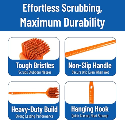Vista 30 de SPARTA 40501EC14 Cepillo de plástico grande para fregar, cepillo de cocina, cepillo utilitario con mango largo para limpieza, 20 pulgadas, azul