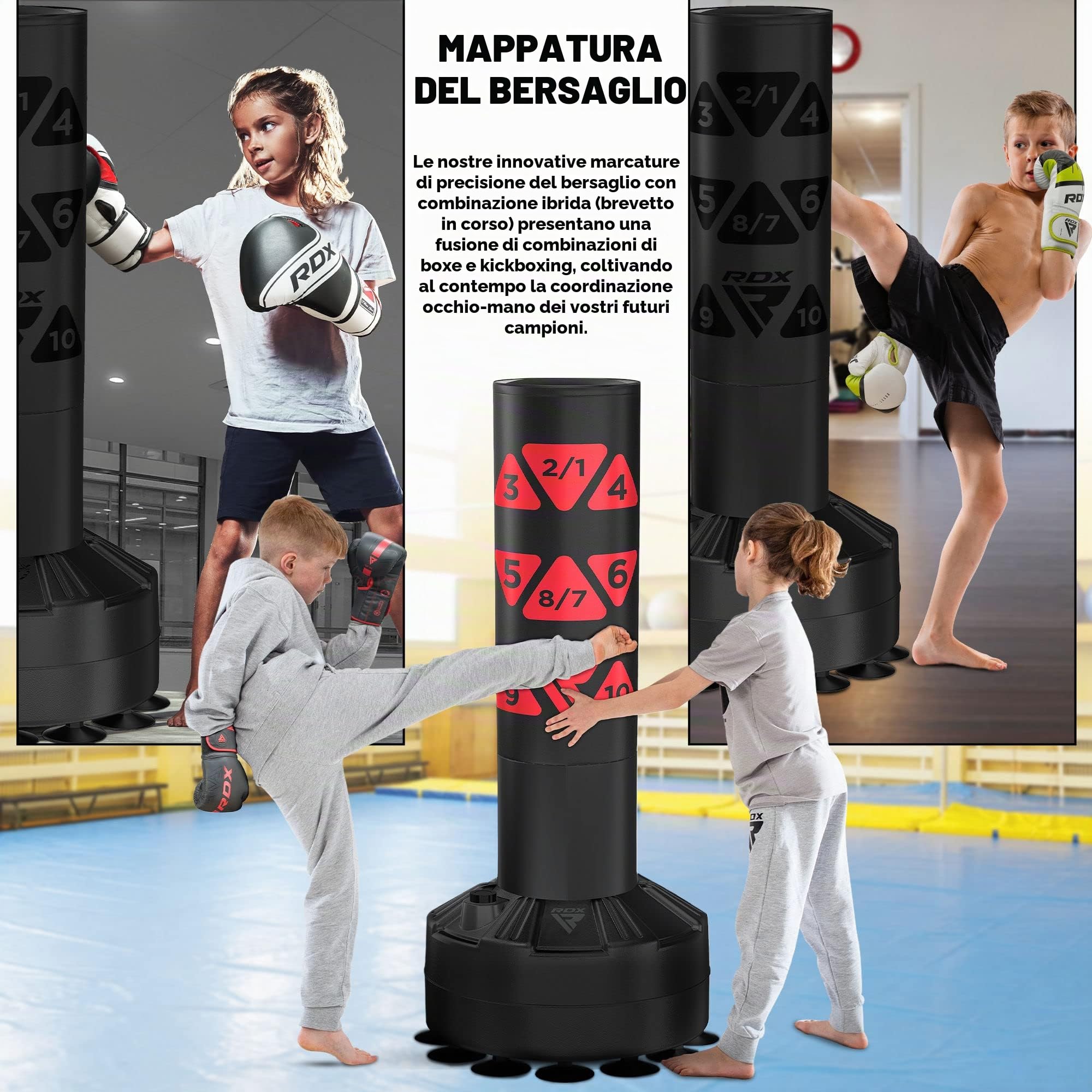 RDX Bambini Sacco da Boxe Terra con Boxe Guanti per Arti Marziali, MMA, Kickboxing e Muay Thai, 4FT Junior Fitness Stand Borsa Attrezzatura Allenamento e Taekwondo Training Punching Bag