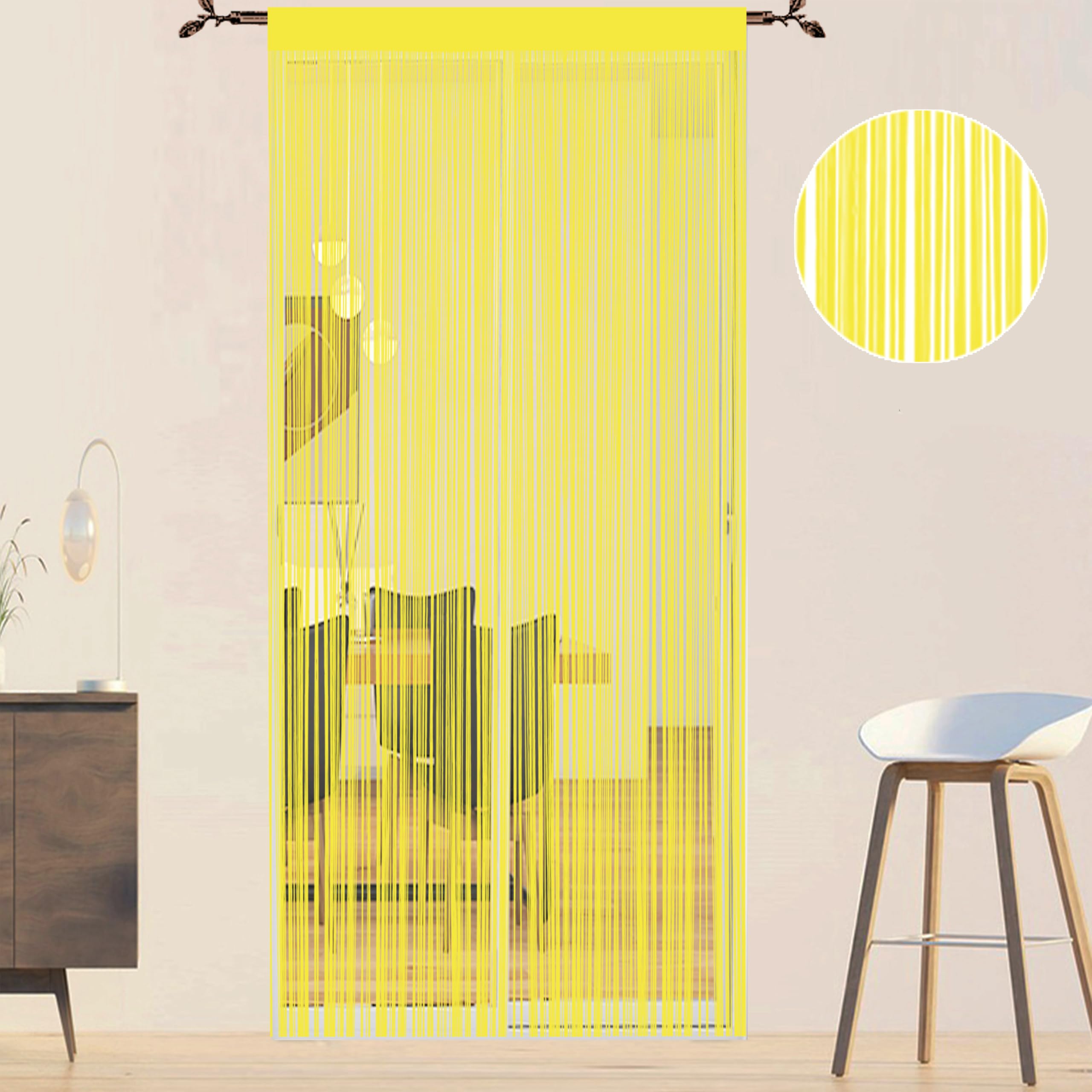 QiBoYuYe Fly Screen Curtains For Window String Flies Doors Decorations Room Dividers Doorways Panel Bedroom Living Closet Drapes (Yellow - Image 2