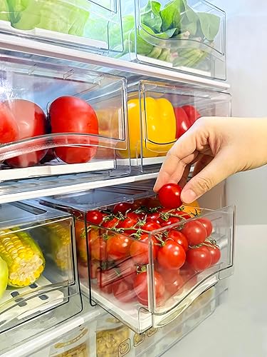 Organizadores de refrigerador y cajón de almacenamiento, contenedores apilables de almacenamiento de frutas para refrigerador, organizador de