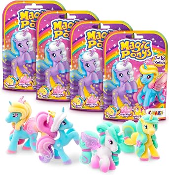 CRAZE Magic Ponys - 4 x Pony Toys with Magic Tattoos & Accessories, 18x Magic Ponies to Collect, Little Ponys Figurines for Children