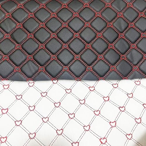 Miniatura 8 de Tela de vinilo de espuma acolchada con patrón de corazón con respaldo de esponja de 0.23 pulgadas, tela de piel sintética para techo de automóvil,