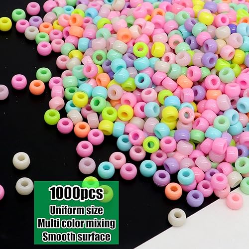 Miniatura 94 de Cuentas de pony negras para pulseras de amistad, fiesta de vacaciones, plástico, 1000 piezas, cuentas de Halloween para hacer joyas, pulseras DIY