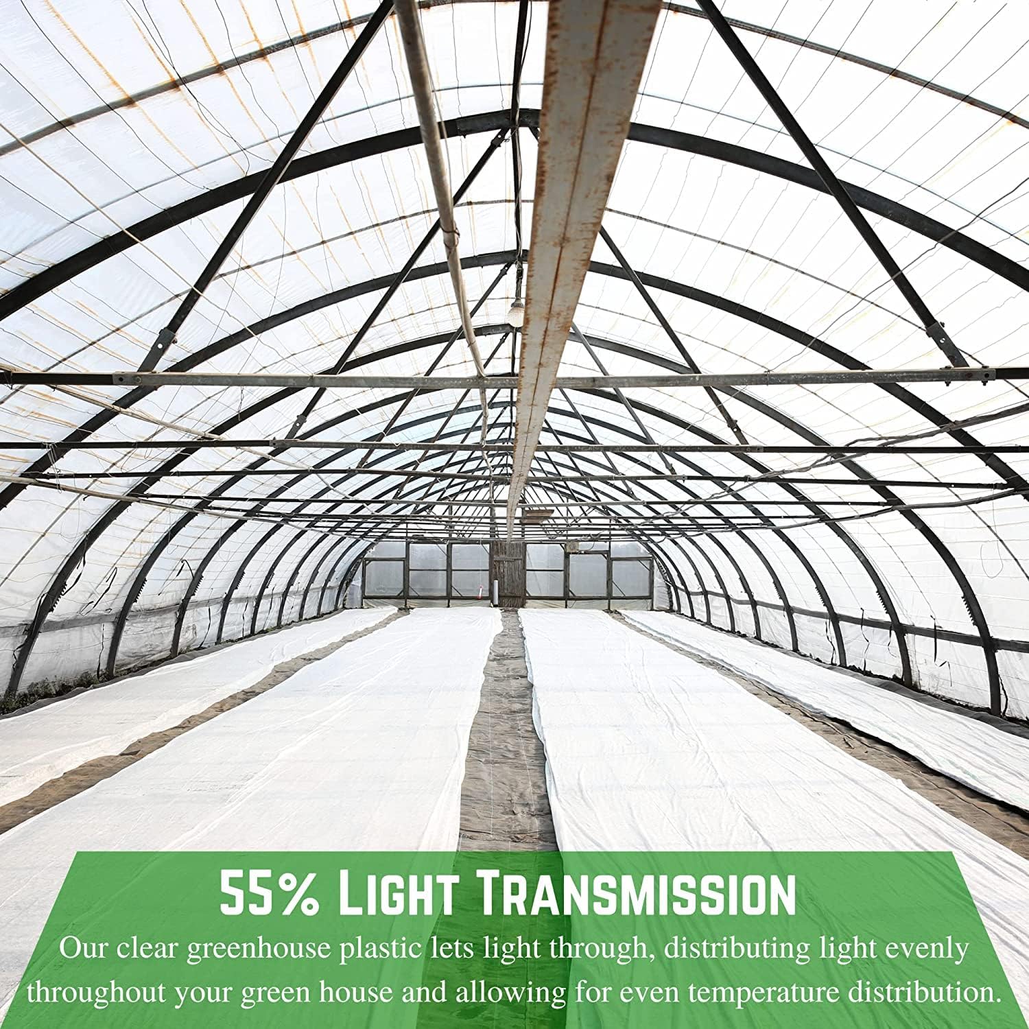Farm Plastic Supply - White Greenhouse Plastic Sheeting - 6 mil - (32' x 50') - 4 Year UV Resistant Poly Greenhouse Film, 55% Light Transmission Hoop House Cover for Gardening, Agriculture