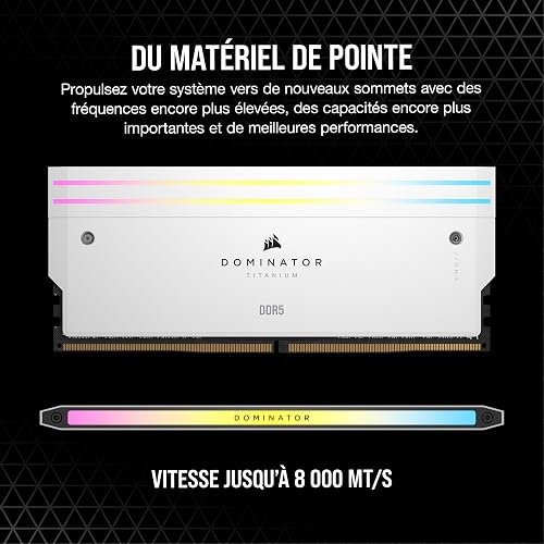 CORSAIR DOMINATOR TITANIUM RGB DDR5 RAM 32GB (2x16GB) DDR5 Up to 6000MHz CL30 Intel XMP iCUE Compatible Computer Memory - White (CMP32GX5M2B6000C30W) - 3
