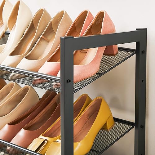 Miniatura 44 de SONGMICS Zapatero, organizador de zapatos de 5 niveles, almacenamiento de zapatos de metal para garaje, estante apilable para zapatos, con estantes