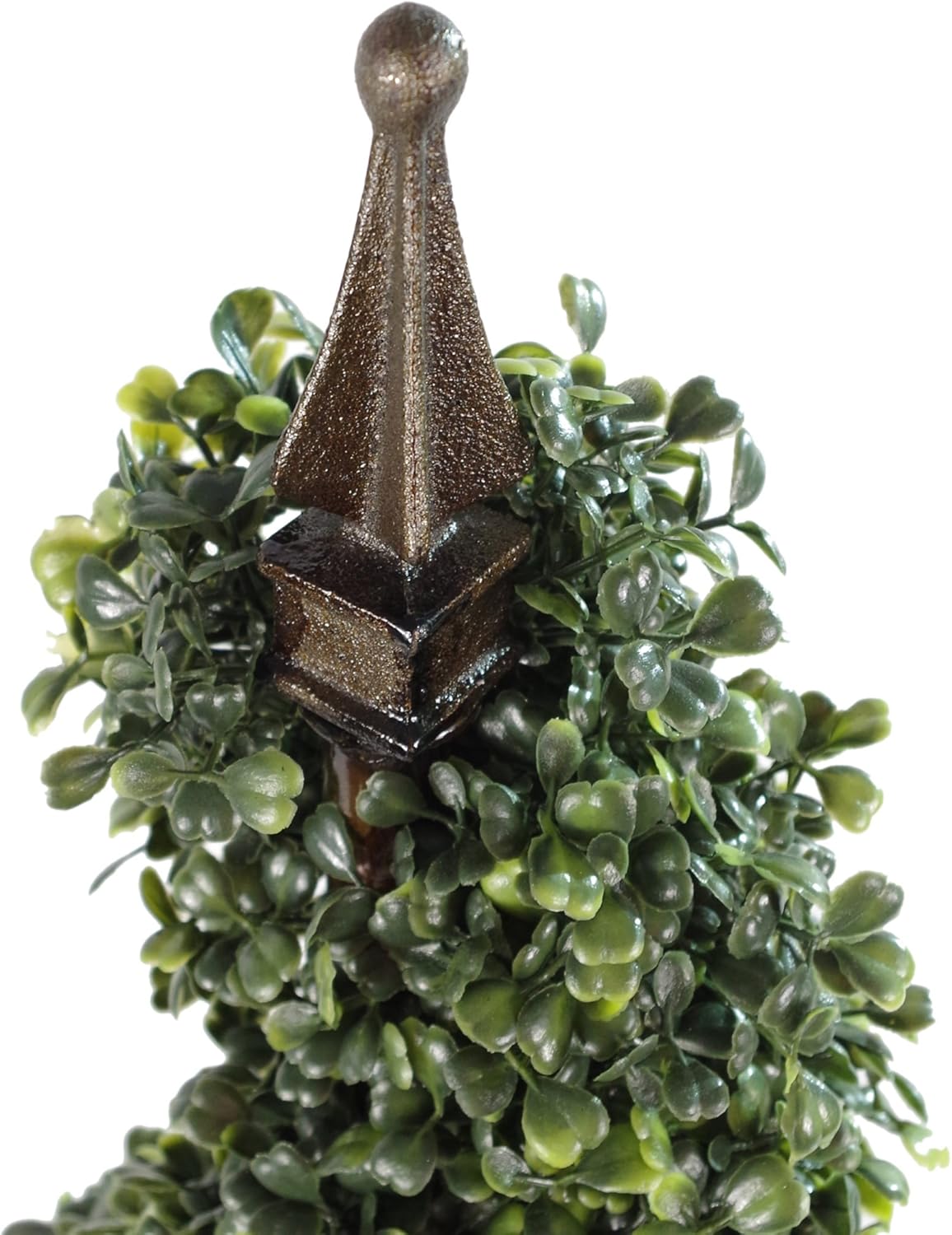 Leaf Artificial Boxwood Tower Tree Topiary Spiral Twist Metal Top Design UK, 90cm (3Ft) Tall, Green