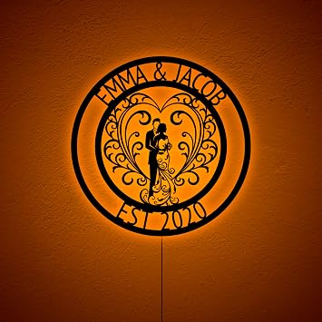Custom Heart Wall Decor With Light, Personalized Heart Sign, Heart Decor Name Sign, Love Wall Art, Romantic Wall Decor, Wedding Gift, Birthday Xmas Gifts, RGB 16 Colors Changing