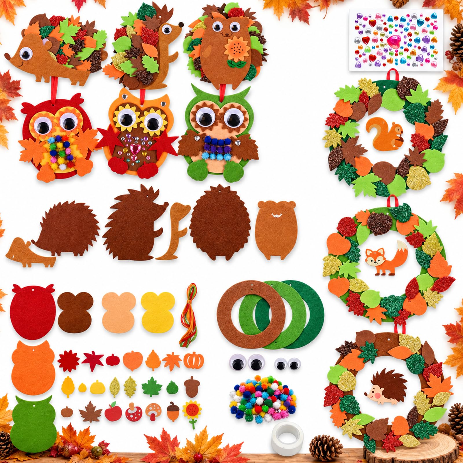 Flankor Autumn Crafts for Kids,Wreath Making Kit